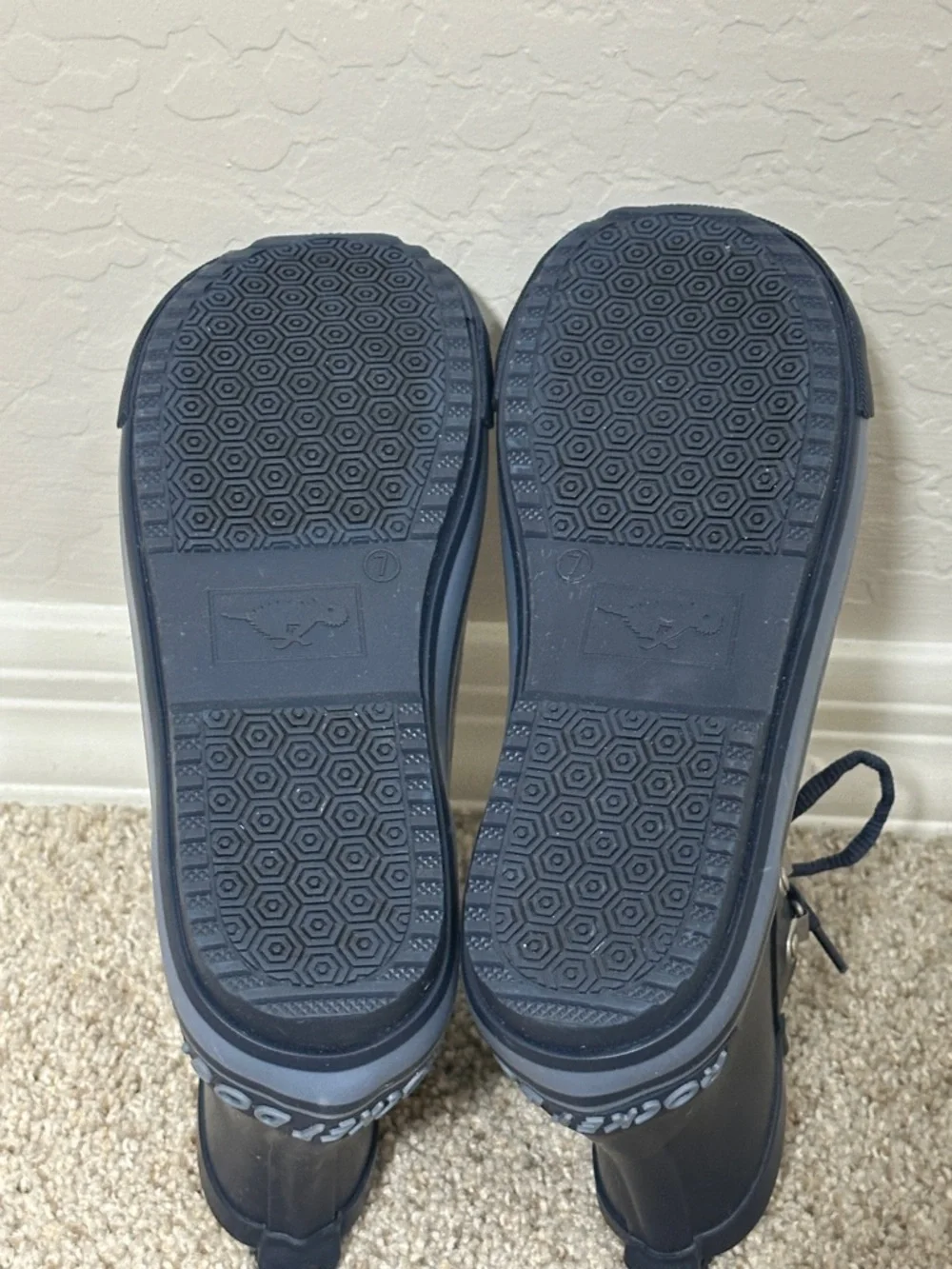 Rocket Dog Navy Rubber Rain Boots Lace Up Mid Calf Waterproof Womens Size 7